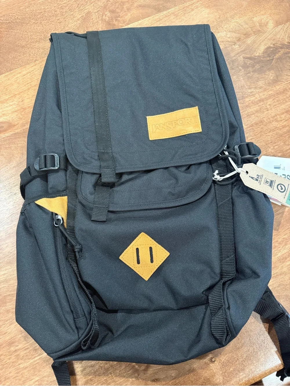 Jansport Black Backpack with Tan Accents